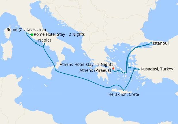 Eastern Mediterranean with Rome & Athens Stays