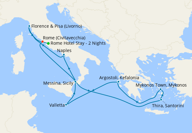 Greece, Malta & Italy from Rome with Stay