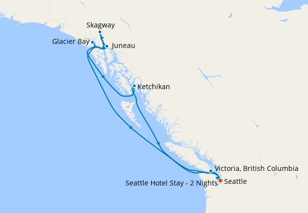Alaska with Glacier Bay, Skagway & Juneau from Seattle with Stay