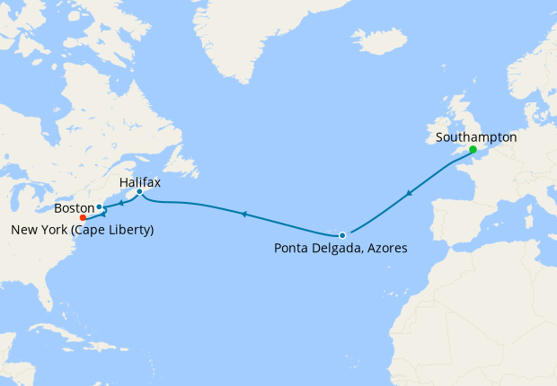 Transatlantic, Boston & The Azores from Southampton to New York