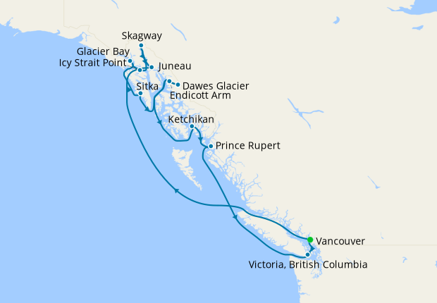 Inside Passage with Glacier Bay National Park from Vancouver