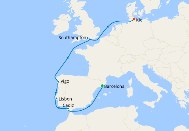 Barcelona to Kiel