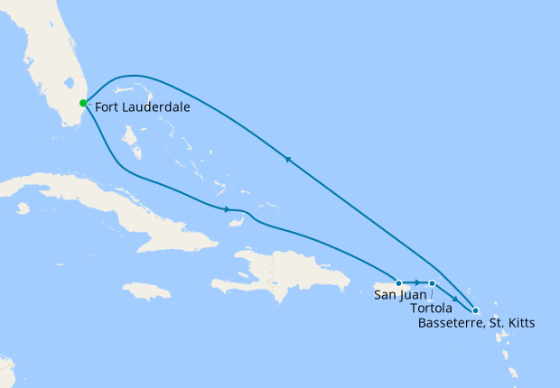 San Juan, Tortola & St. Kitts from Ft. Lauderdale