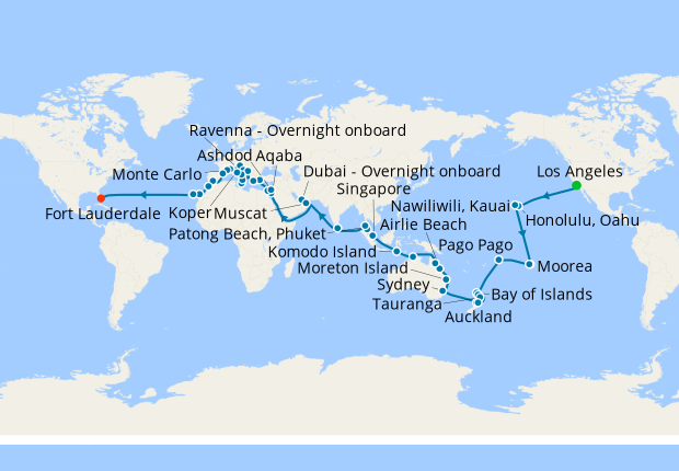 World Cruise from Los Angeles to Ft. Lauderdale