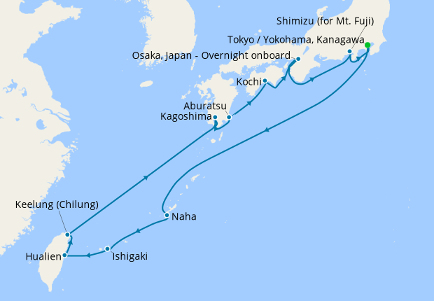 Southern Japan from Yokohama, Holland America Line, 27th March 2023 ...