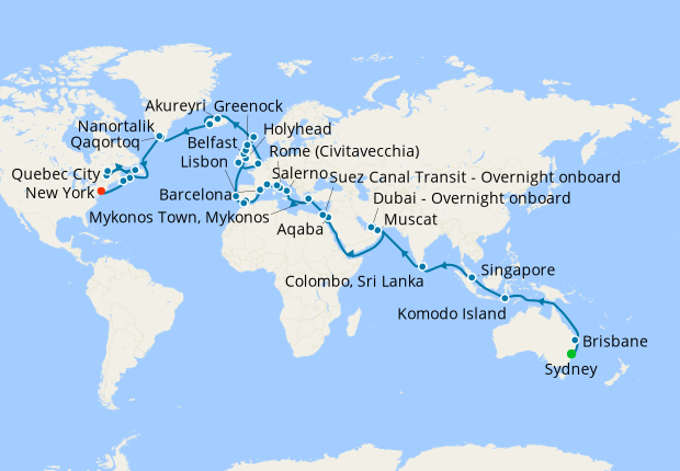World Cruise Liner - Sydney to New York