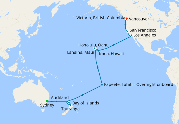 cruises australia to hawaii 2024