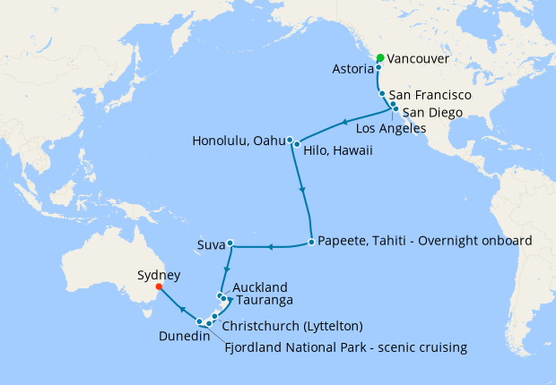 princess cruises from australia to hawaii