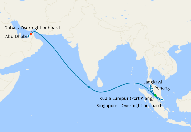 Hong Kong to Dubai, Cunard, 16th March 2023 – Planet Cruise