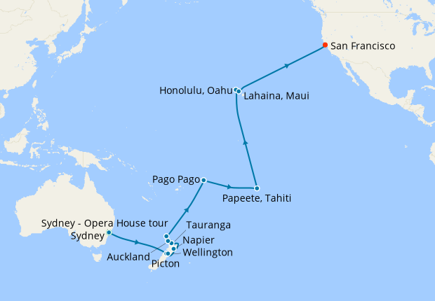 Sydney Stay, The Opera House, Hawaii, Tahiti & South Pacific Crossing to San Francisco