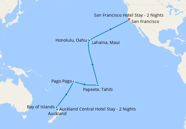 Hawaii, Tahiti & South Pacific Crossing from Auckland to San Francisco with Stays