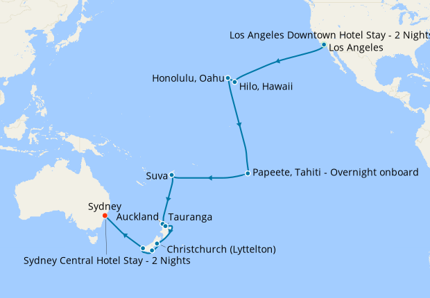 Map Bora Bora To Hawaii Hawaii, Tahiti & South Pacific Crossing From Los Angeles To Sydney With  Stays, Princess Cruises, 1St October 2022 – Planet Cruise