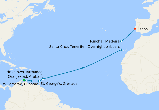 Caribbean to Canaries from Aruba