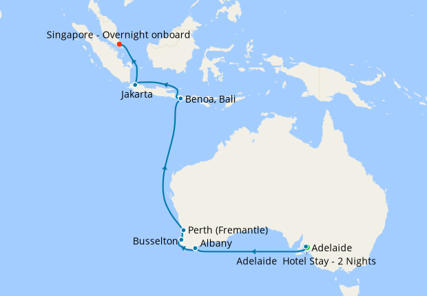 Australia & Indonesia from Adelaide to Singapore with Stay