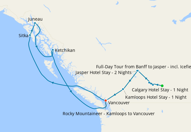 Rocky Mountaineer Explorer Tour & Alaska with Hubbard Glacier from Vancouver