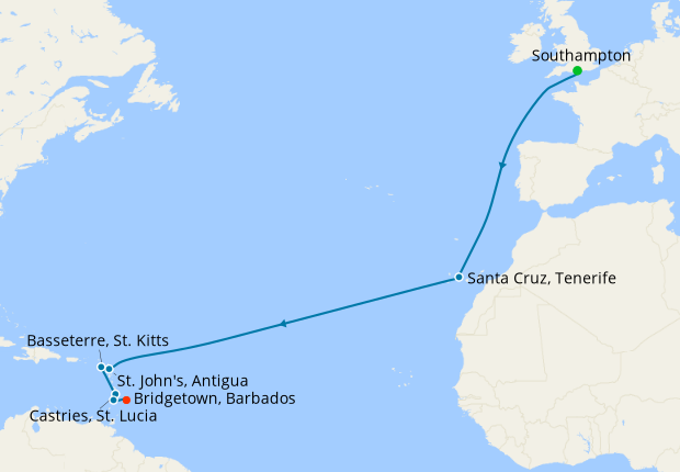 Transatlantic Crossing from Southampton to Barbados