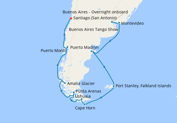 Buenos Aires Stay, Cape Horn & Strait of Magellan to Santiago