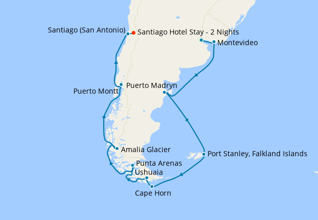 Buenos Aires, Cape Horn & Strait of Magellan to Santiago with Stays