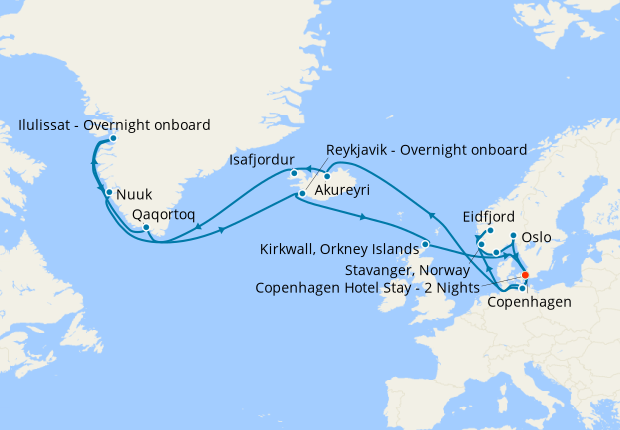 Northern Europe, Iceland & Greenland from Copenhagen with Stay, MSC