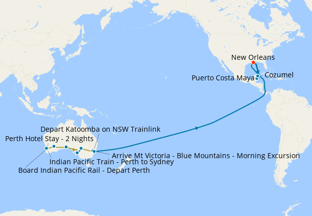 Indian Pacific Rail from Perth to Sydney & South Pacific Explorer with