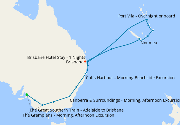 Great Southern Rail fr. Adelaide - Brisbane & Cruise South Pacific with