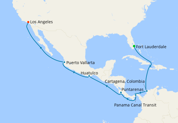 panama canal cruises map