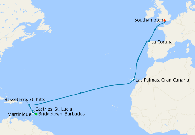 Caribbean Transatlantic from Barbados to Southampton