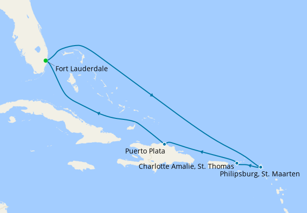 Puerto Plata, St. Thomas & St. Maarten from Ft. Lauderdale