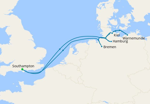 Cities of Germany via the Kiel Canal from Southampton