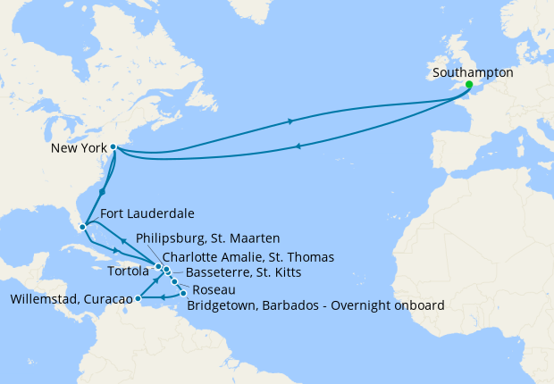 cunard caribbean cruises 2022 from southampton