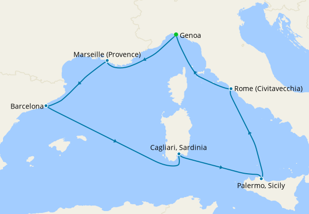 Italy, France & Spain from Genoa