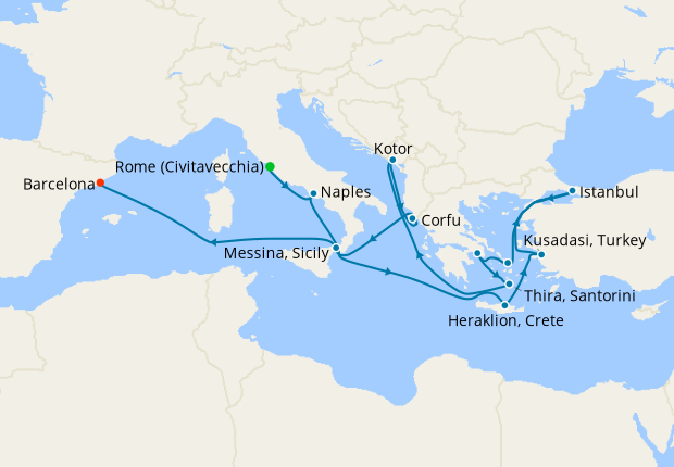 Mediterranean with Greek Isles, Italy & Turkey from Rome