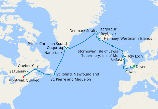 Route of the Vikings from Dover