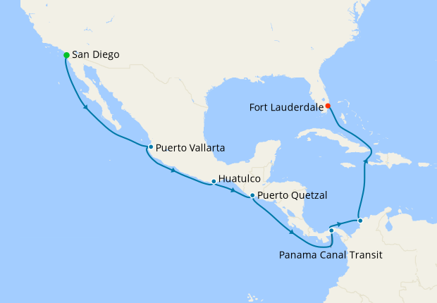Mexico & Panama Canal from San Diego to Ft Lauderdale