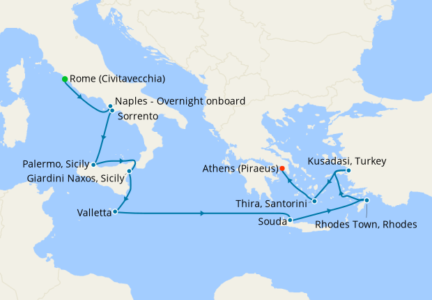 Mediterranean from Rome to Athens