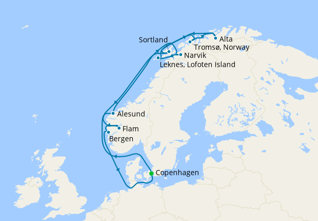 Northern Europe & British Isles from Copenhagen