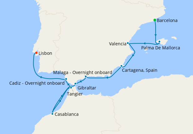 Mediterranean from Barcelona to Lisbon