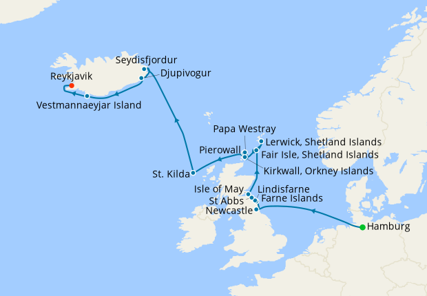 Northern Europe & British Isles from Hamburg