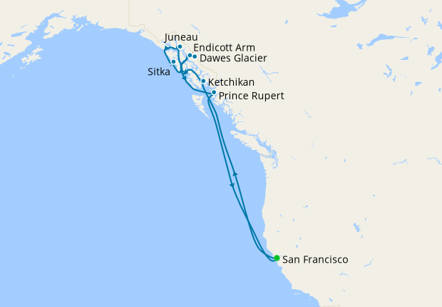 alaska cruises leaving from california