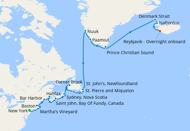 Northbound from New England - New York to Reykjavik