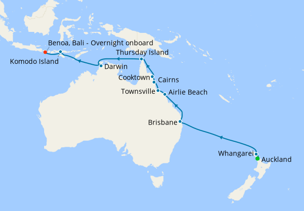 cruise from auckland to bali