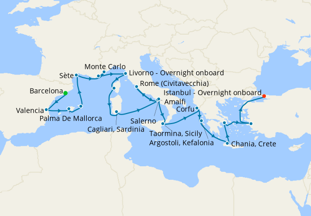 Isles of the Mediterranean - Barcelona to Istanbul, 30 May 2023 | 22 Nt ...