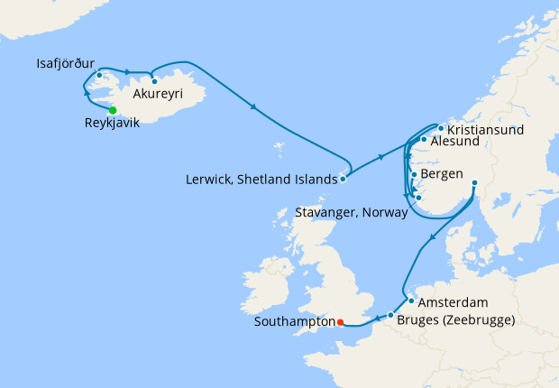 Nordic Explorer - Reykjavik to Southampton