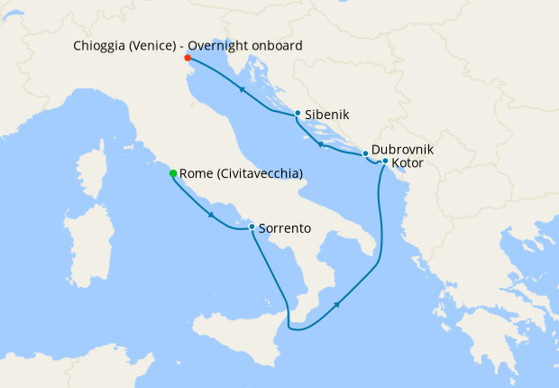Amalfi & Dalmatian Coasts Voyage from Rome