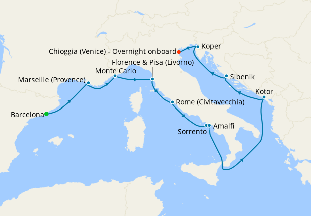 The Best of the Med Voyage from Barcelona to Venice