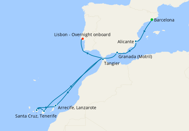 Canary Islads Explorer from Barcelona to Lisbon