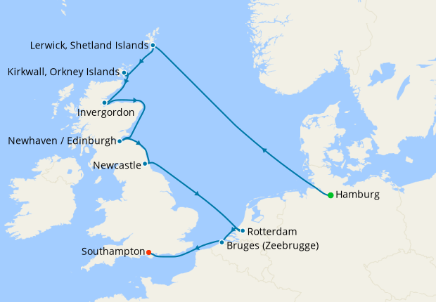 Northern Islands & Gems from Hamburg to Southampton
