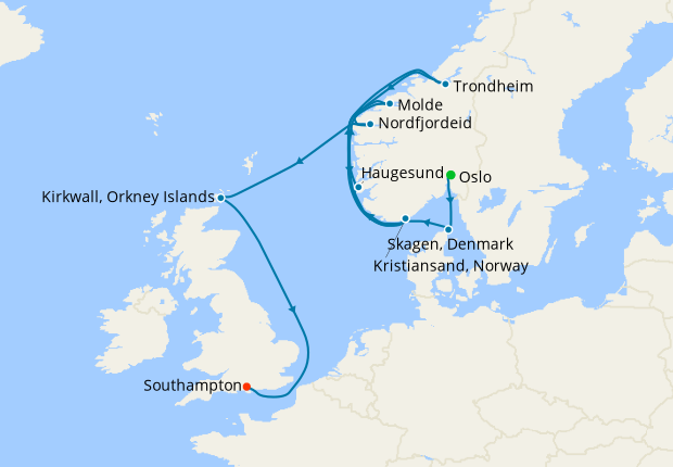 Vikings, Fjords & Legends from Oslo to Southampton
