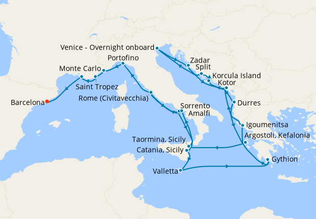 Jewel-Box Mediterranean Harbors from Rome to Barcelona