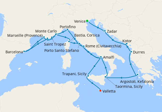 Grand Mediterranean Starlets from Venice to Valletta